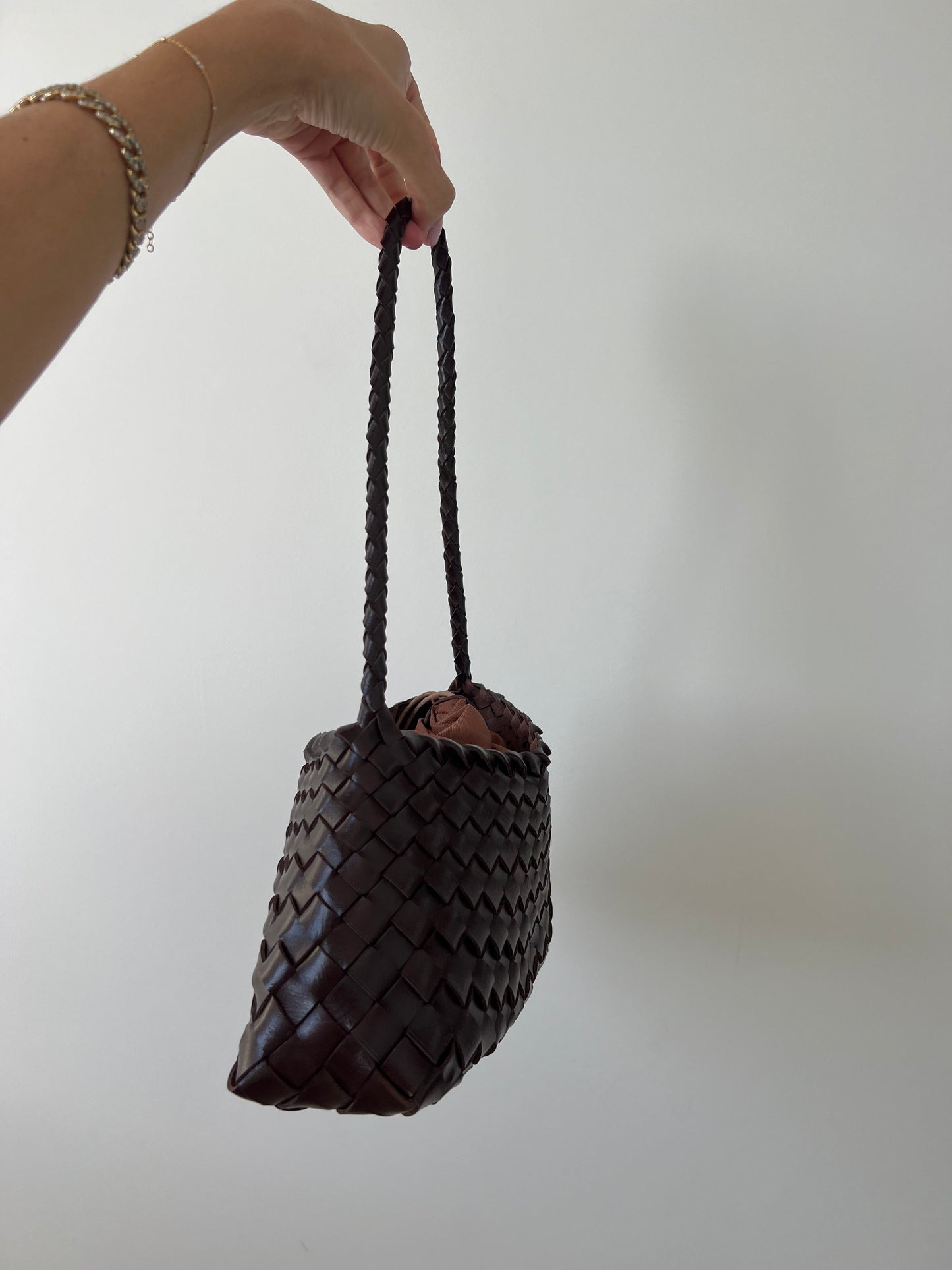 Brown Woven Handbag