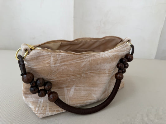 Floral Handbag Wooden Handle