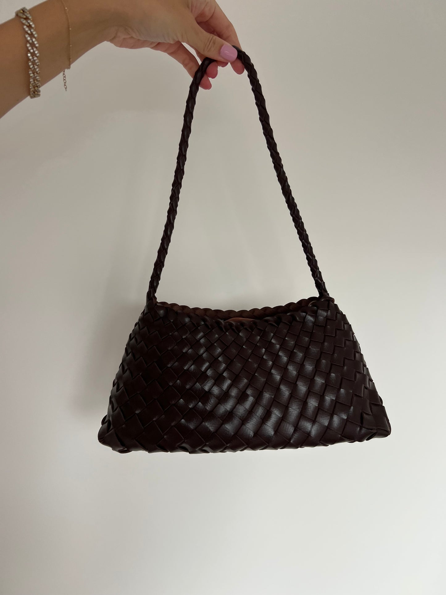 Brown Woven Handbag