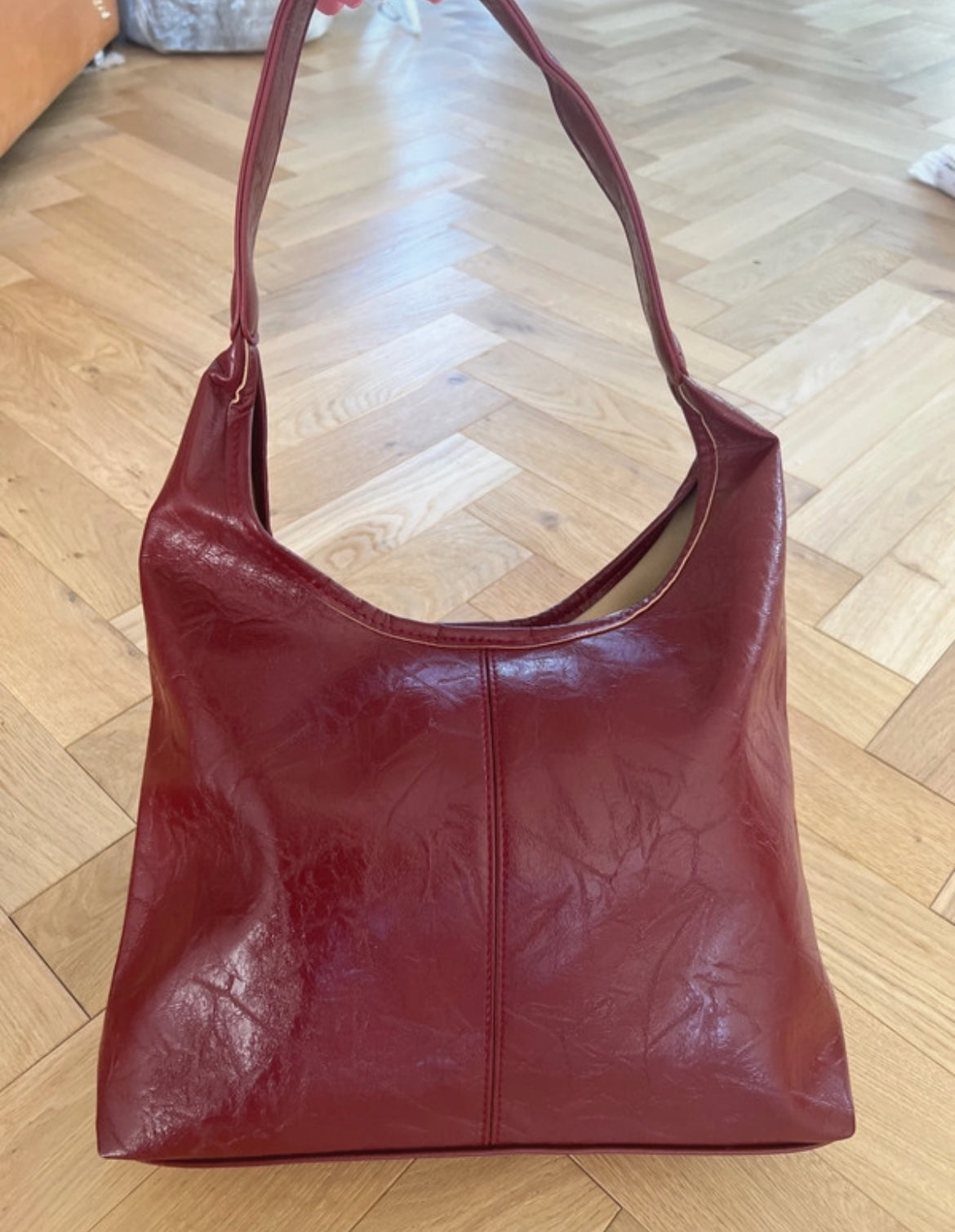 Burgundy handbag
