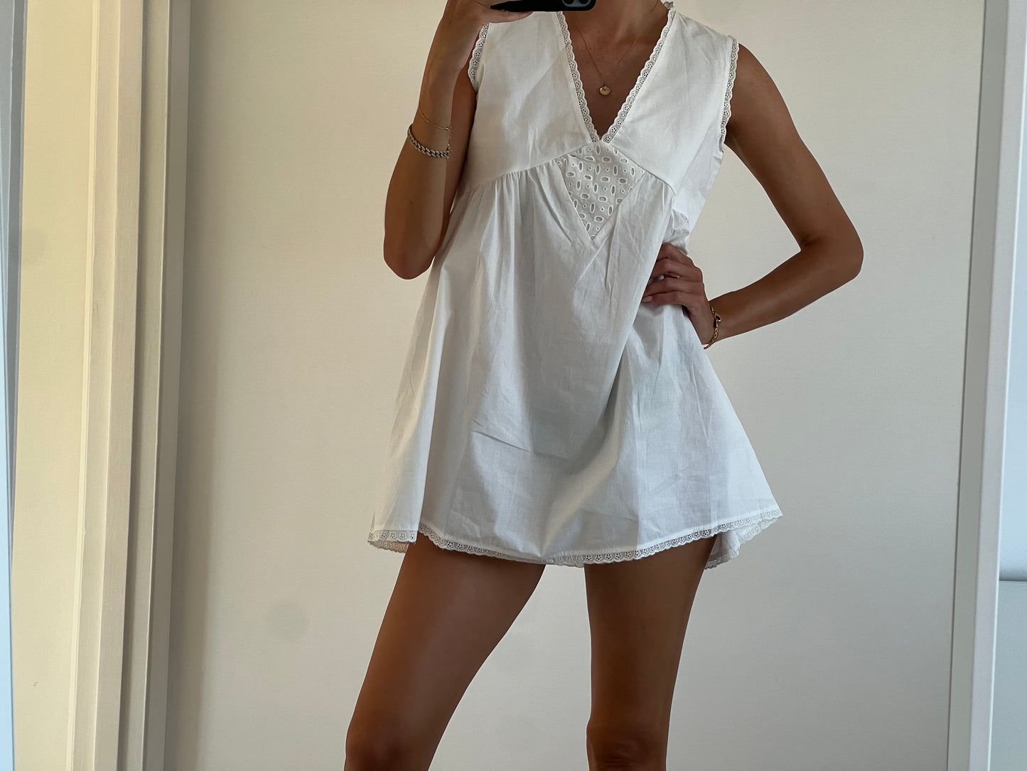 White mini dress oversized fit