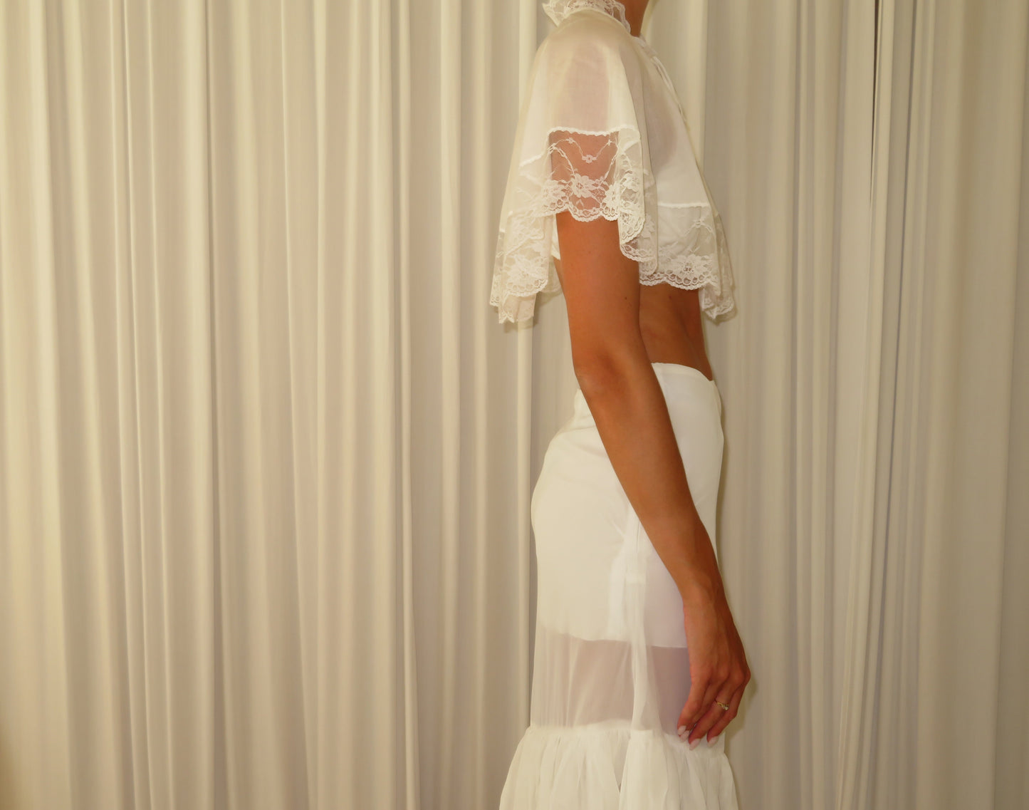 White Lace Poncho Cape Shawl