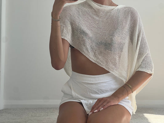 Cream Poncho Cape Shawl