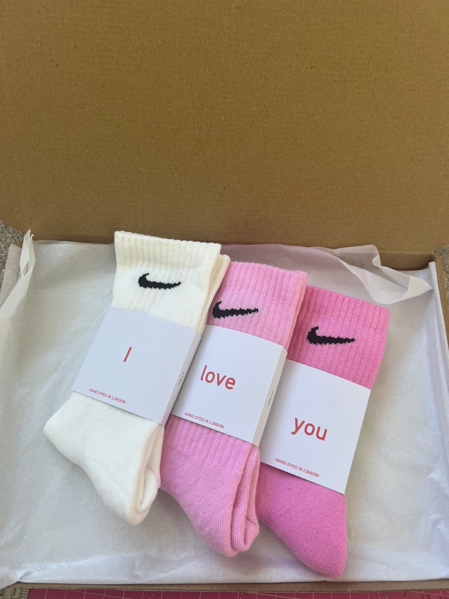 Valentine’s Day gift set. 3 pairs Nike crew socks 3 colours valentines gift set