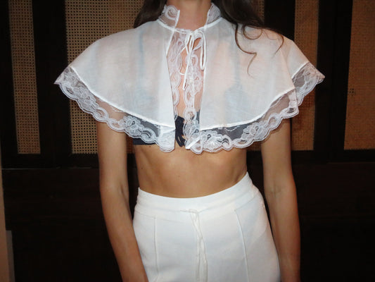 White Lace Poncho Cape Shawl
