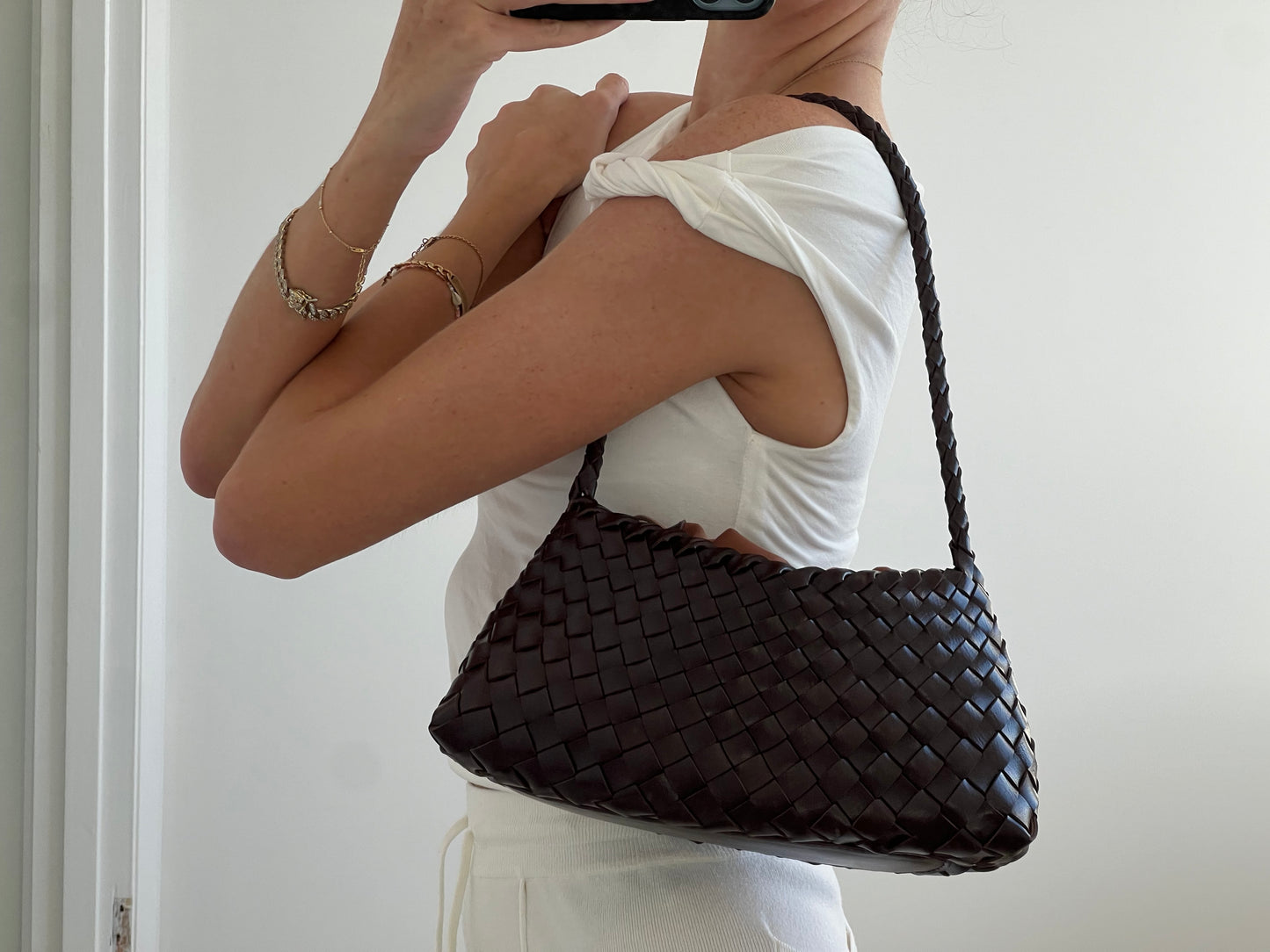 Brown Woven Handbag