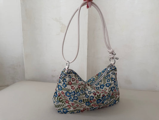 Blue and cream floral print Handbag
