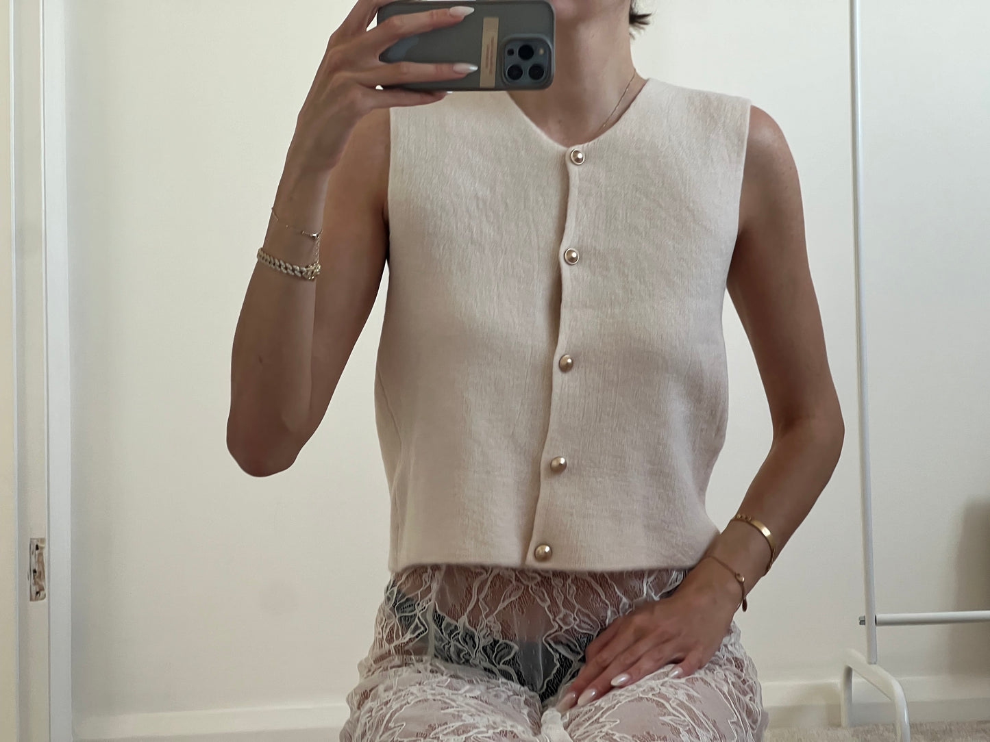 Cream Waistcoat Jumper