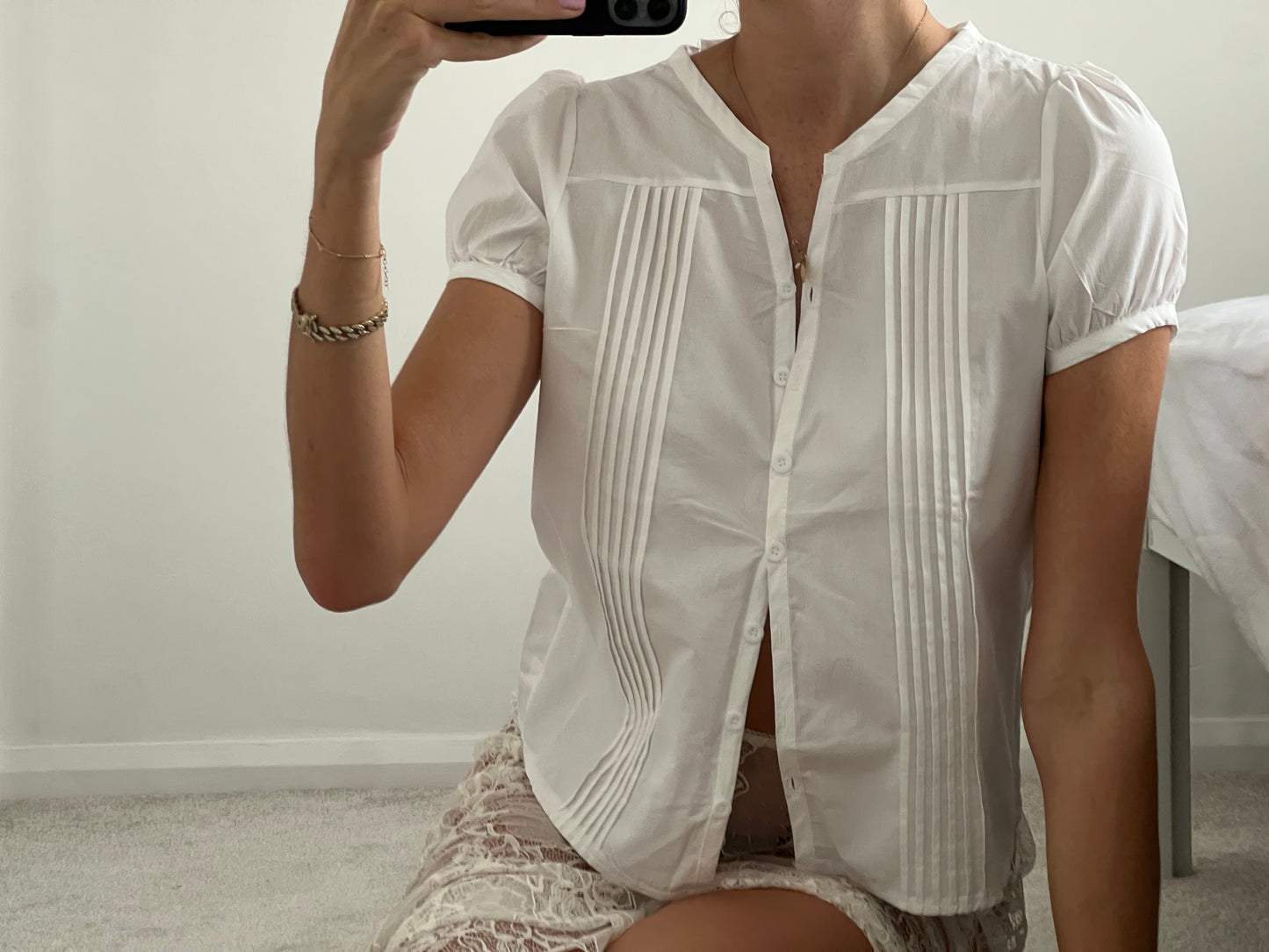 White Pleated Shirt