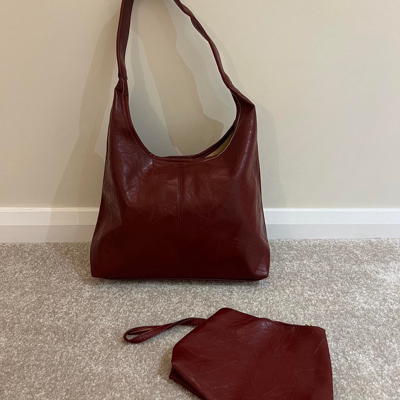 Burgundy handbag