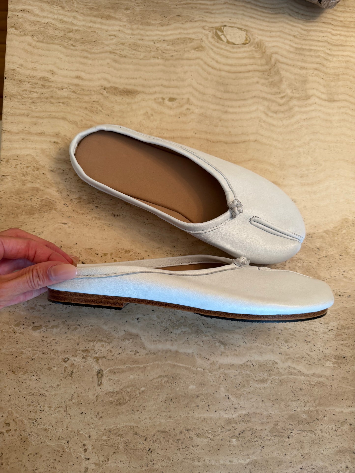 White backless ballet shoes