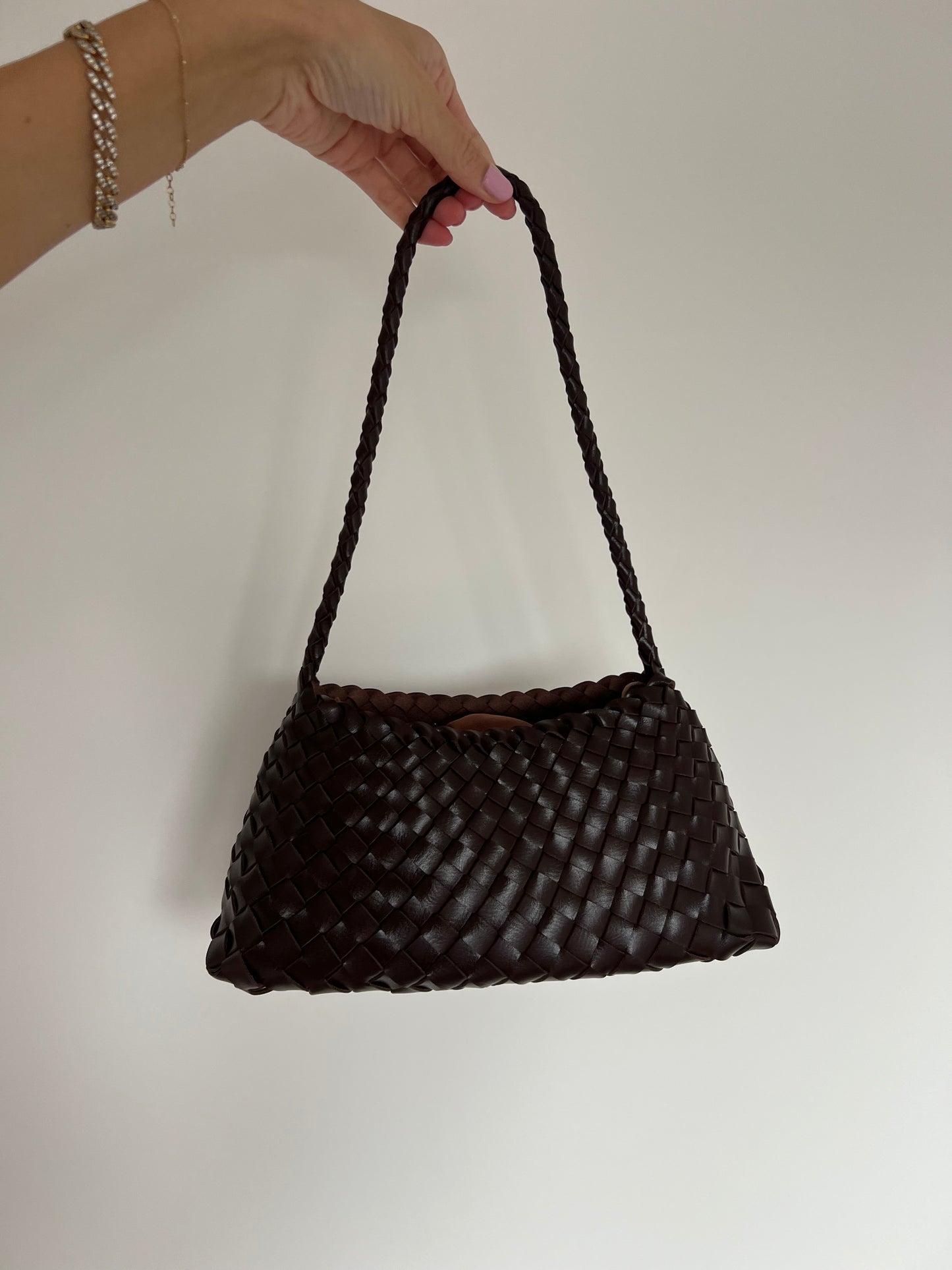 Brown Woven Handbag