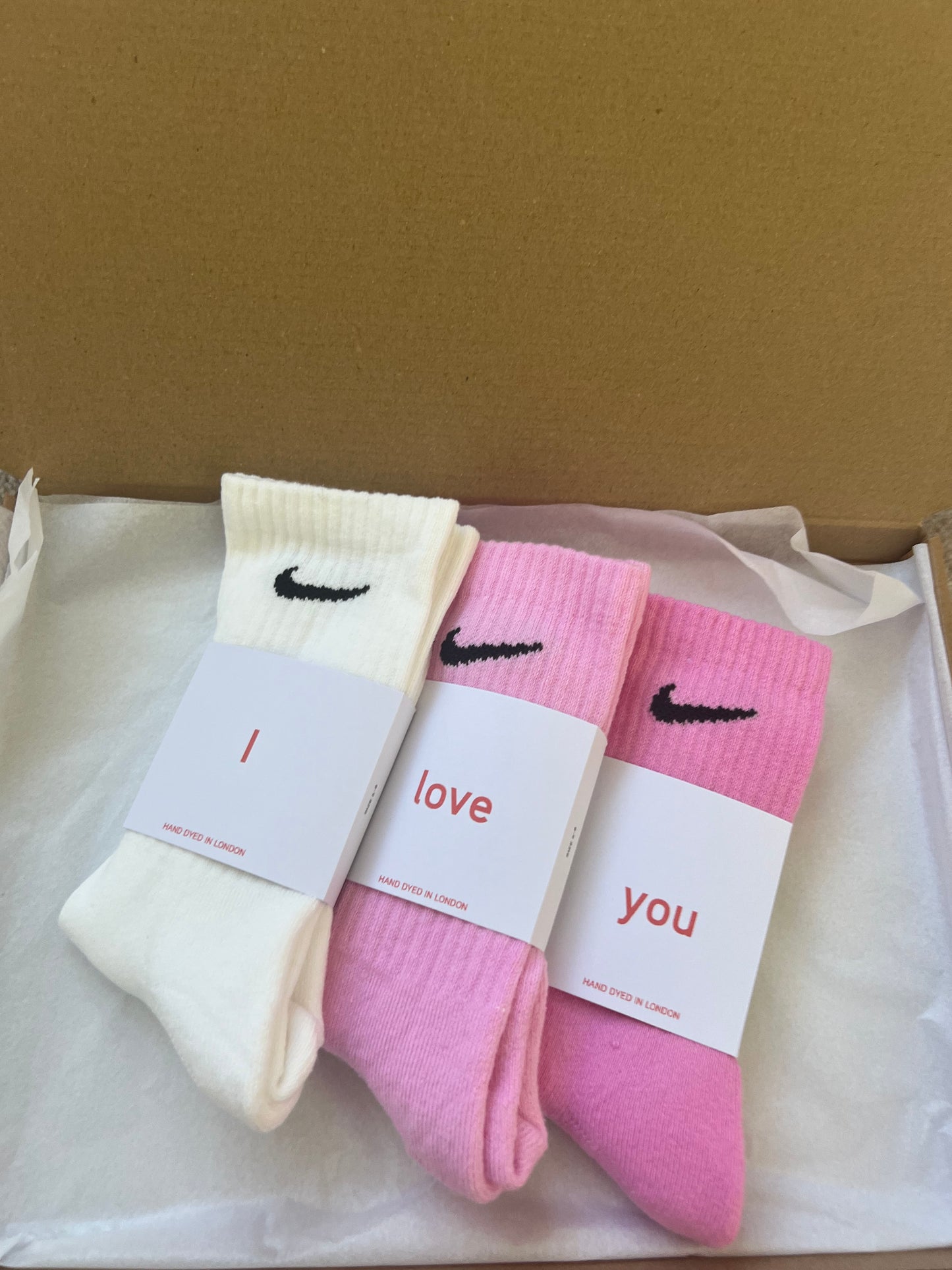 Valentine’s Day gift set. 3 pairs Nike crew socks 3 colours valentines gift set