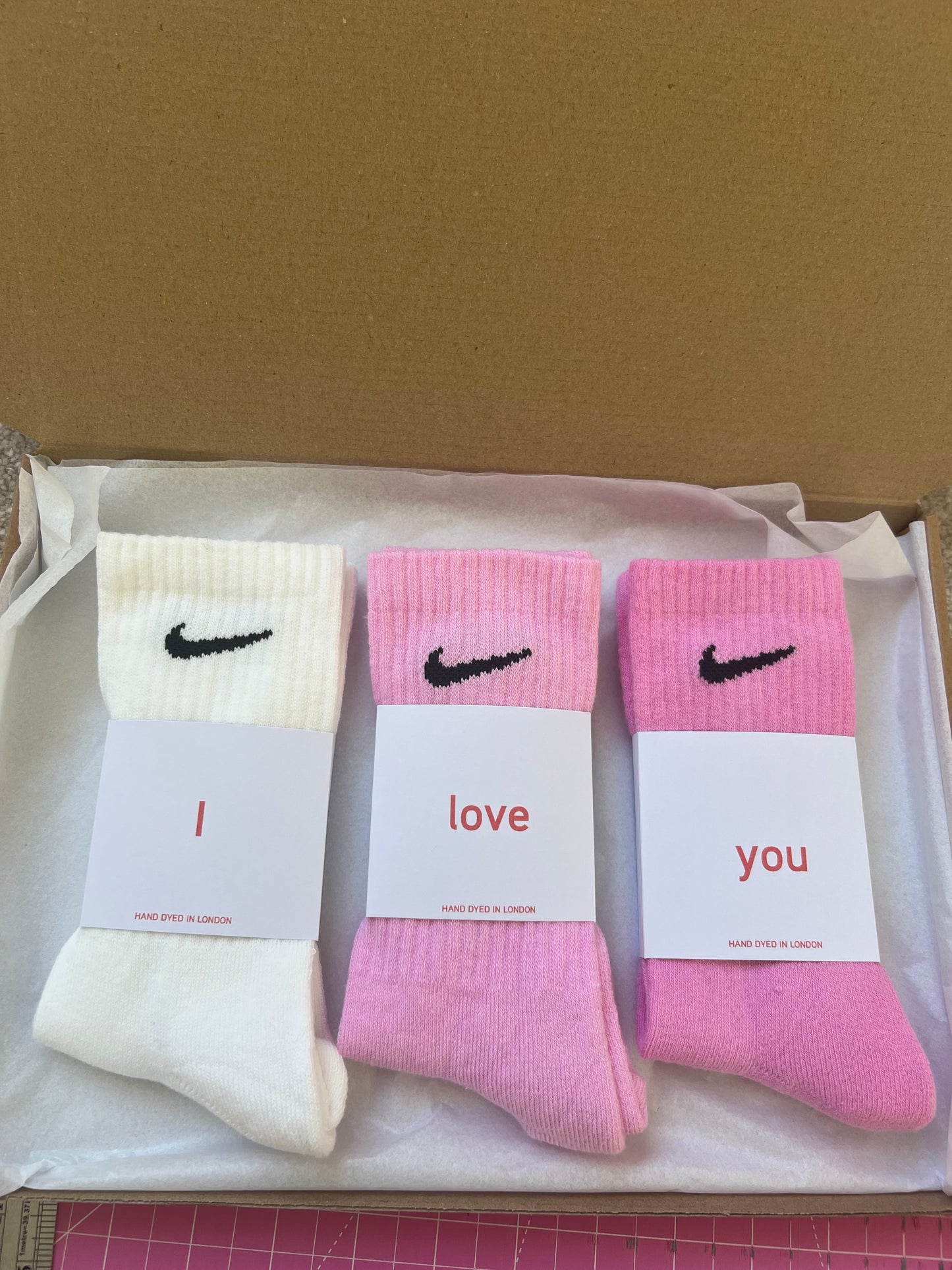Valentine’s Day gift set. 3 pairs Nike crew socks 3 colours valentines gift set