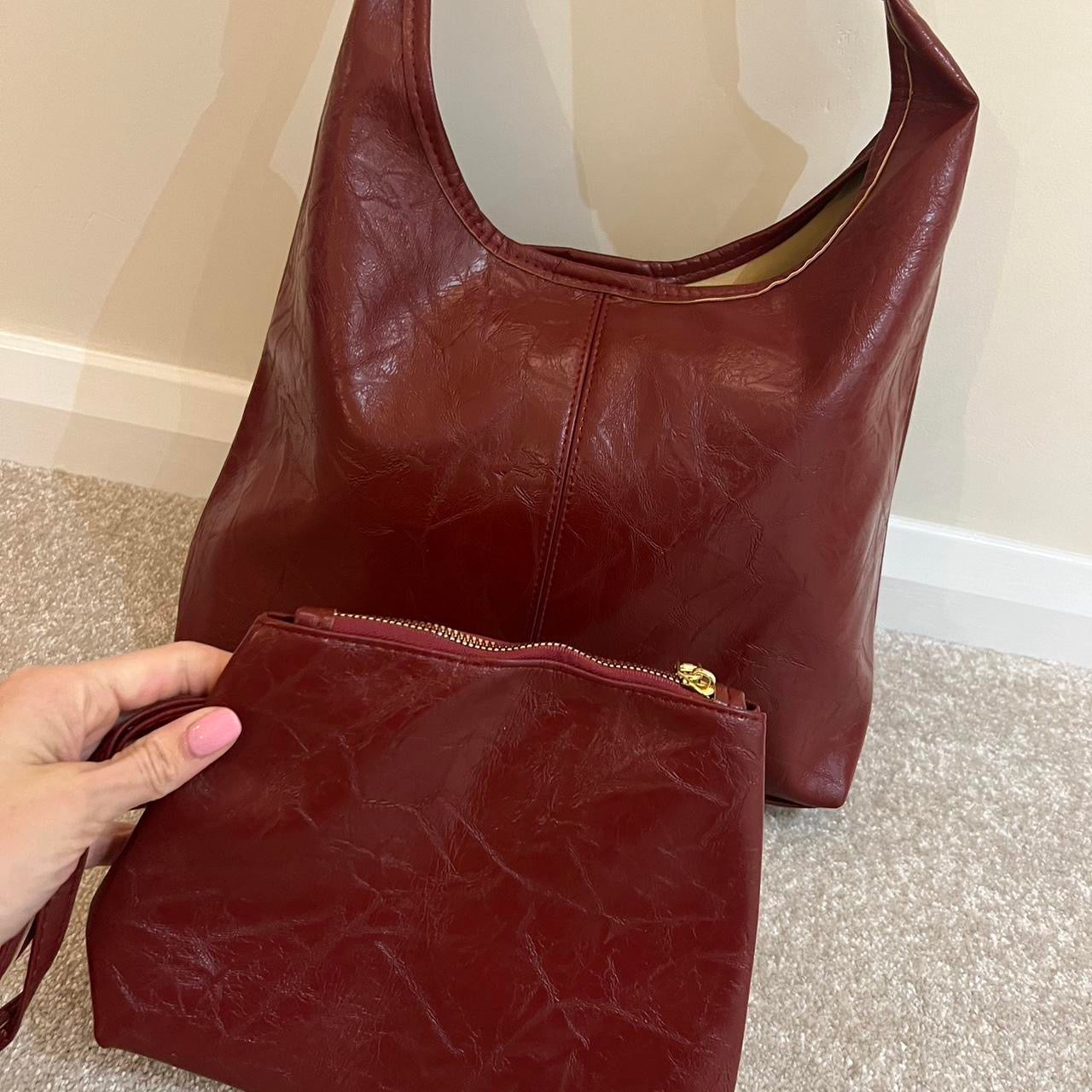 Burgundy handbag