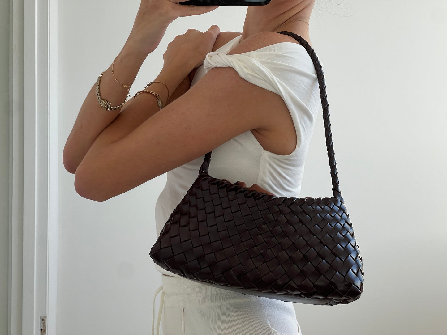 Brown Woven Handbag