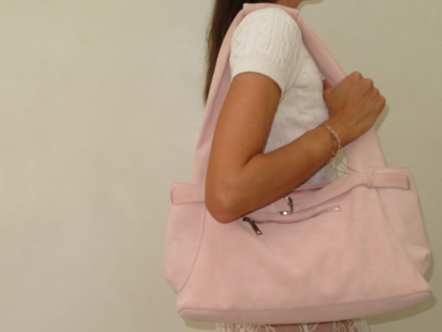 Pink Suede Handbag