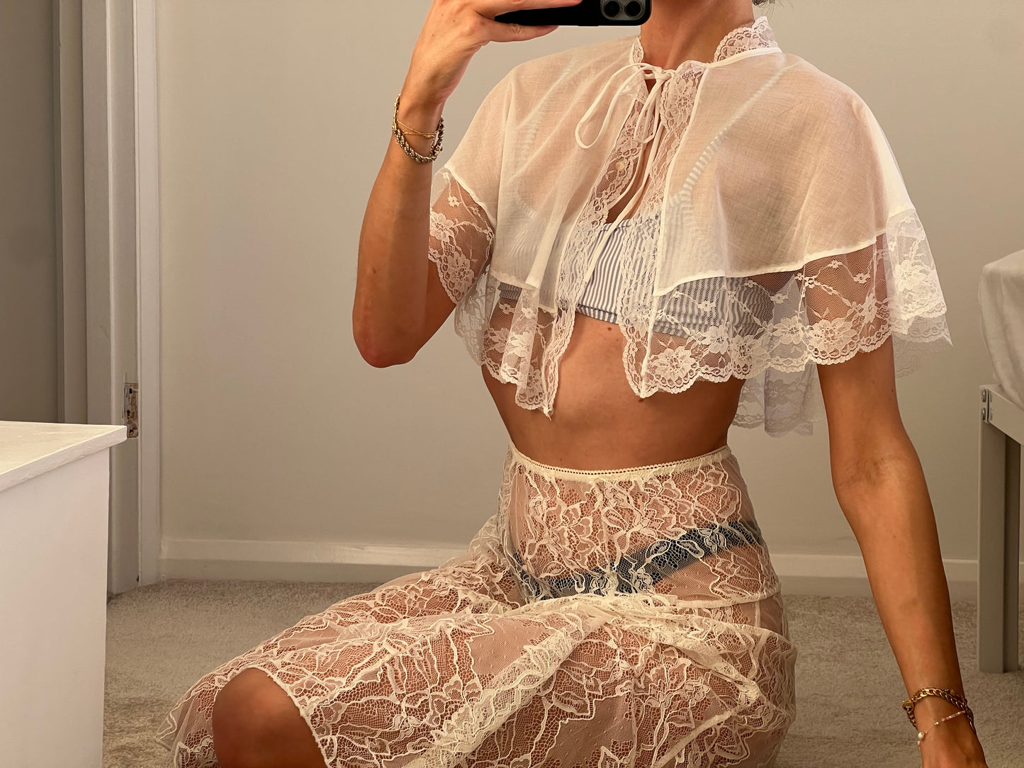 White Lace Poncho Cape Shawl