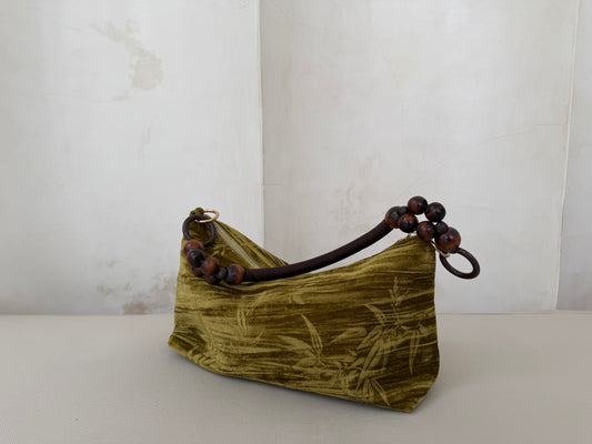 Floral Handbag Wooden Handle