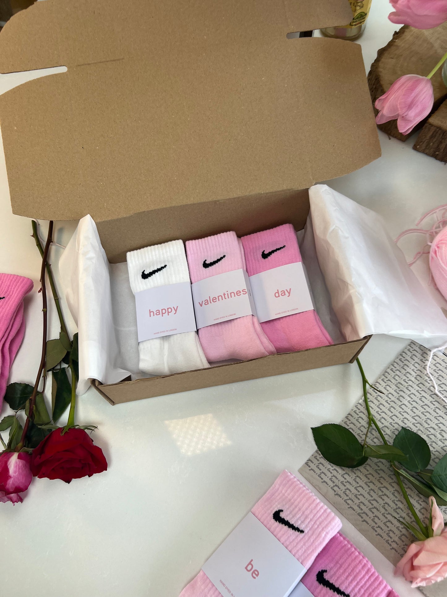 Be my valentine? 3 pairs Nike crew socks 3 baby pink