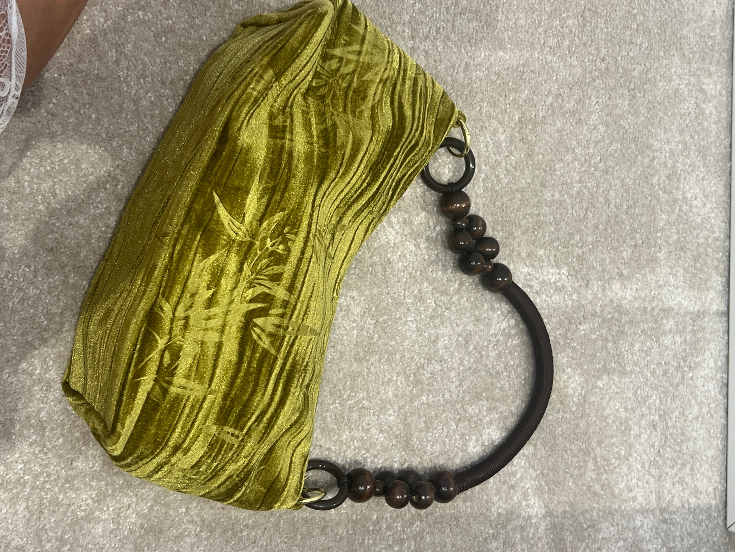 Floral Handbag Wooden Handle