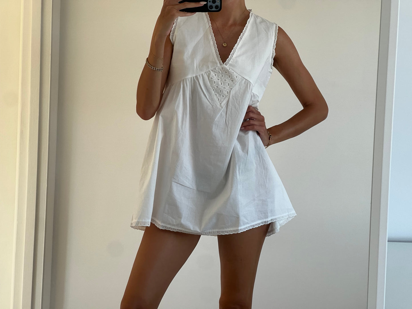White mini dress oversized fit