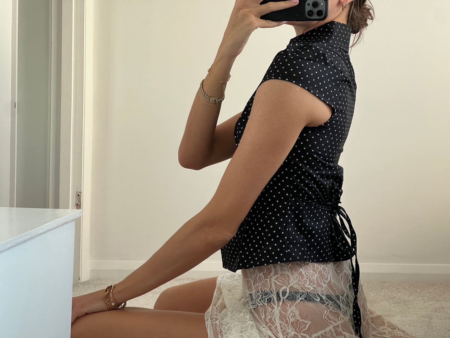 Black and White Polkadot Blouse