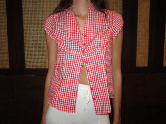 Red and white checkered shirt blouse