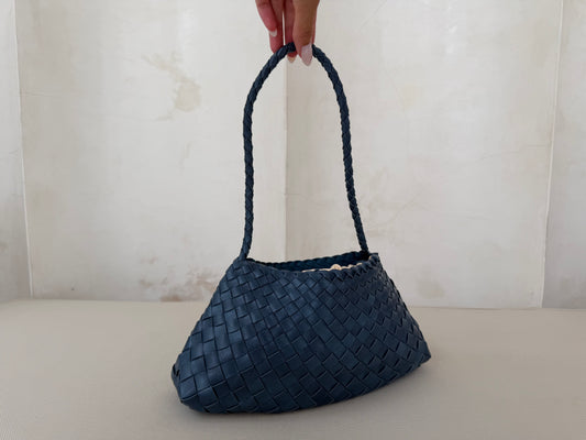 Dark Blue Woven Handbag