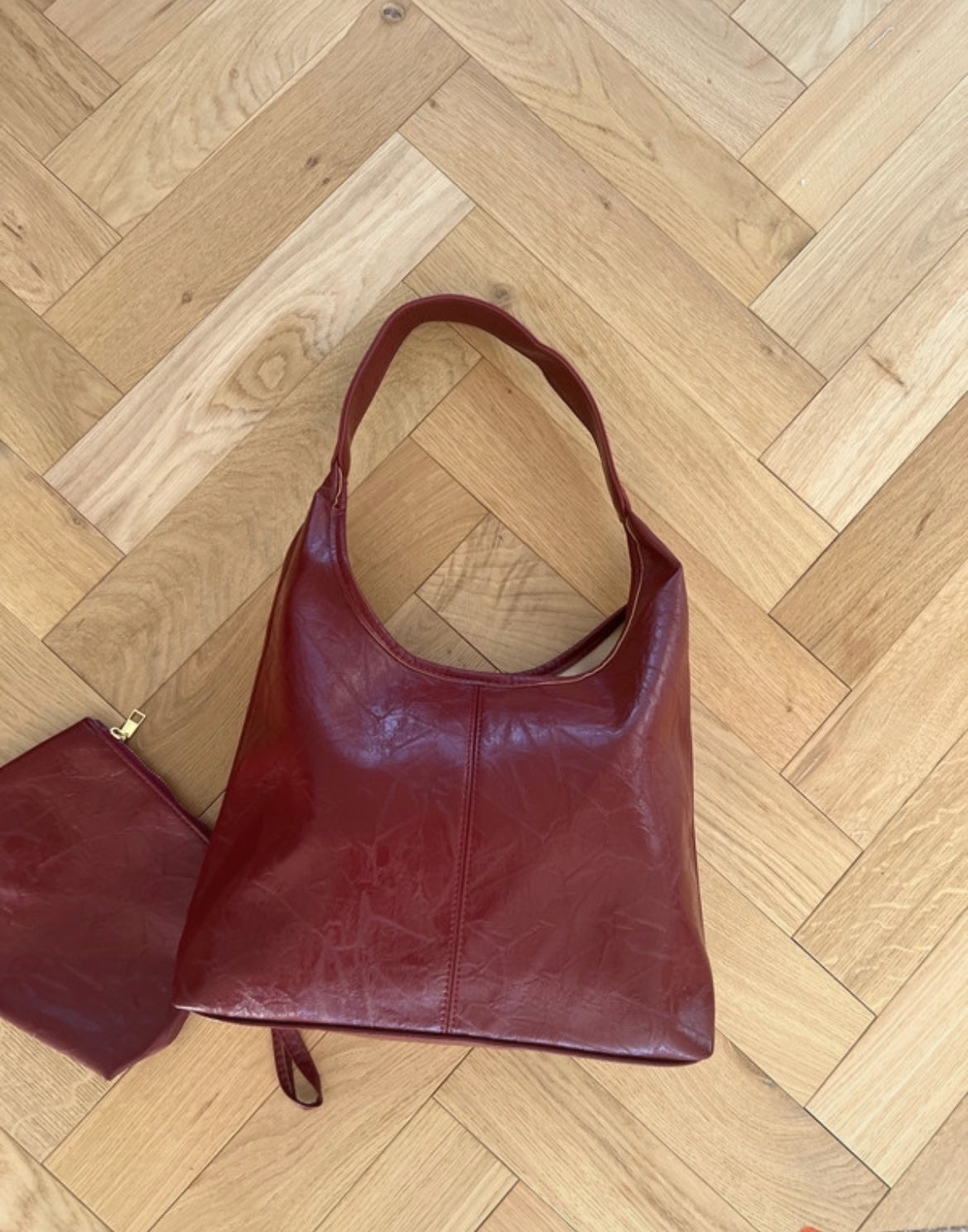 Burgundy handbag