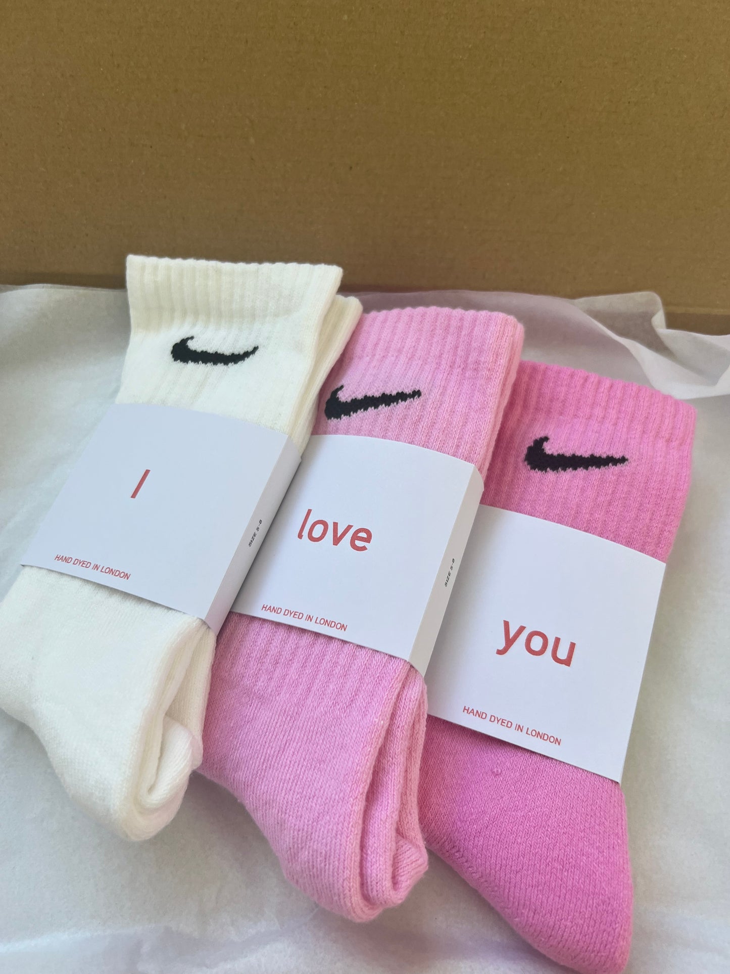 Valentine’s Day gift set. 3 pairs Nike crew socks 3 colours valentines gift set
