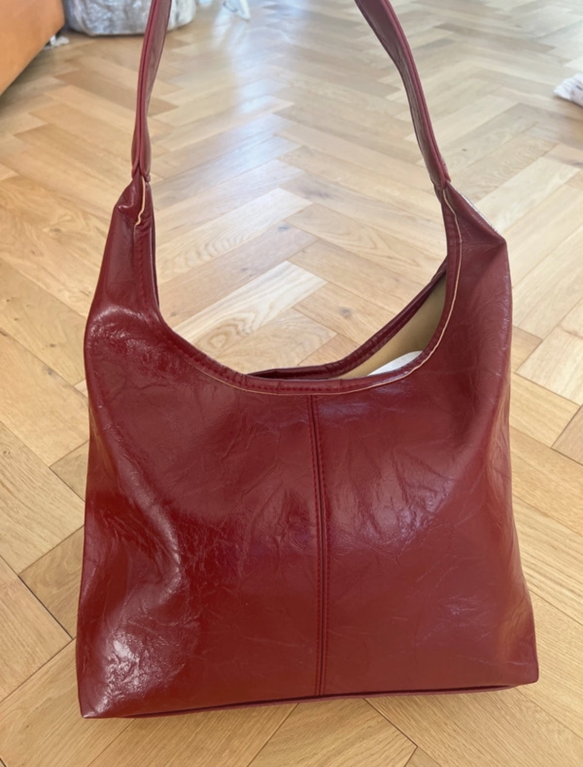 Burgundy handbag
