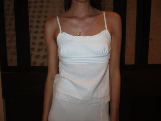White Frilly Vest Top