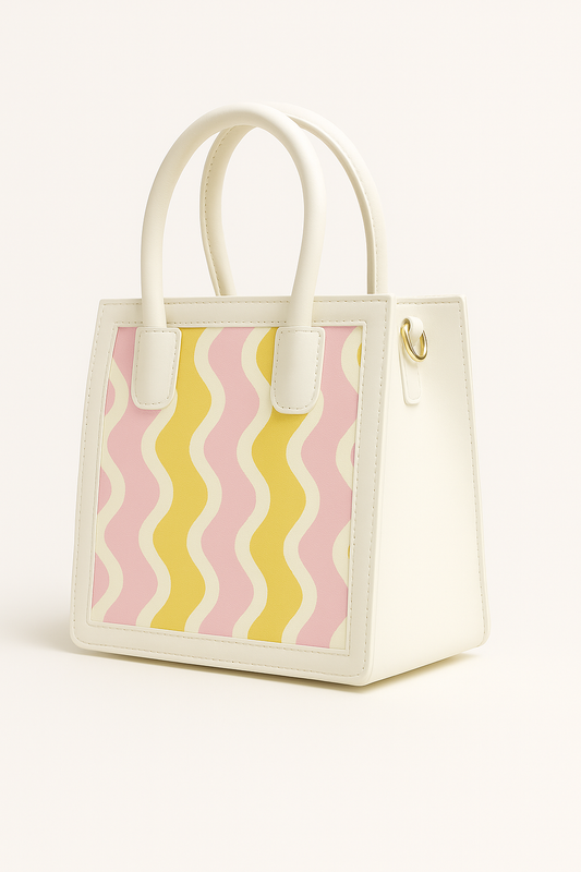 Leather Hand Bag (Yellow and Pink)