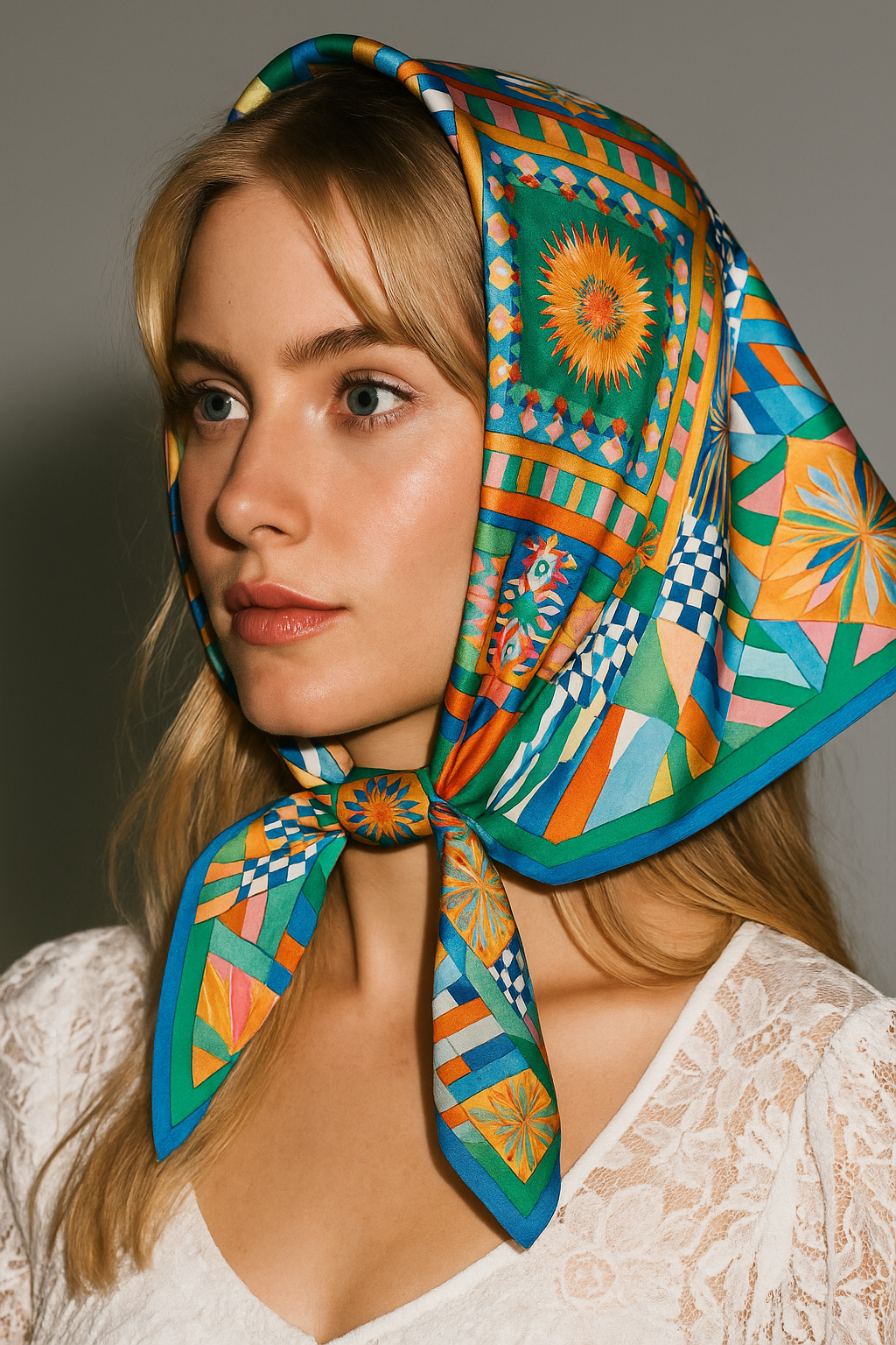 Silk Head Scarf (Geometric)