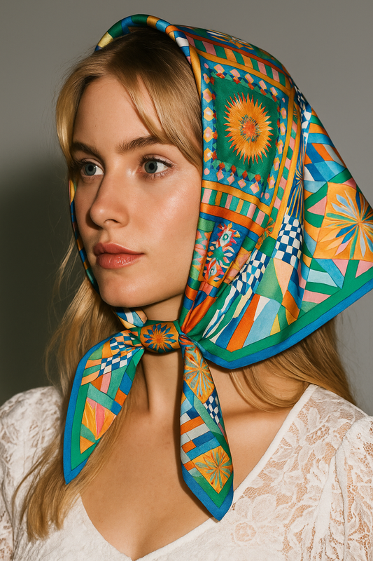 Silk Head Scarf (Geometric)