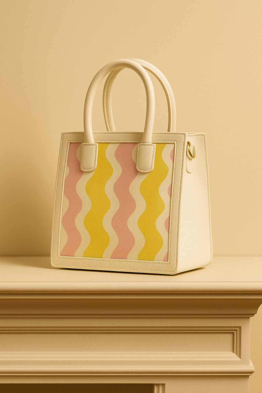 Leather Hand Bag (Yellow and Pink)