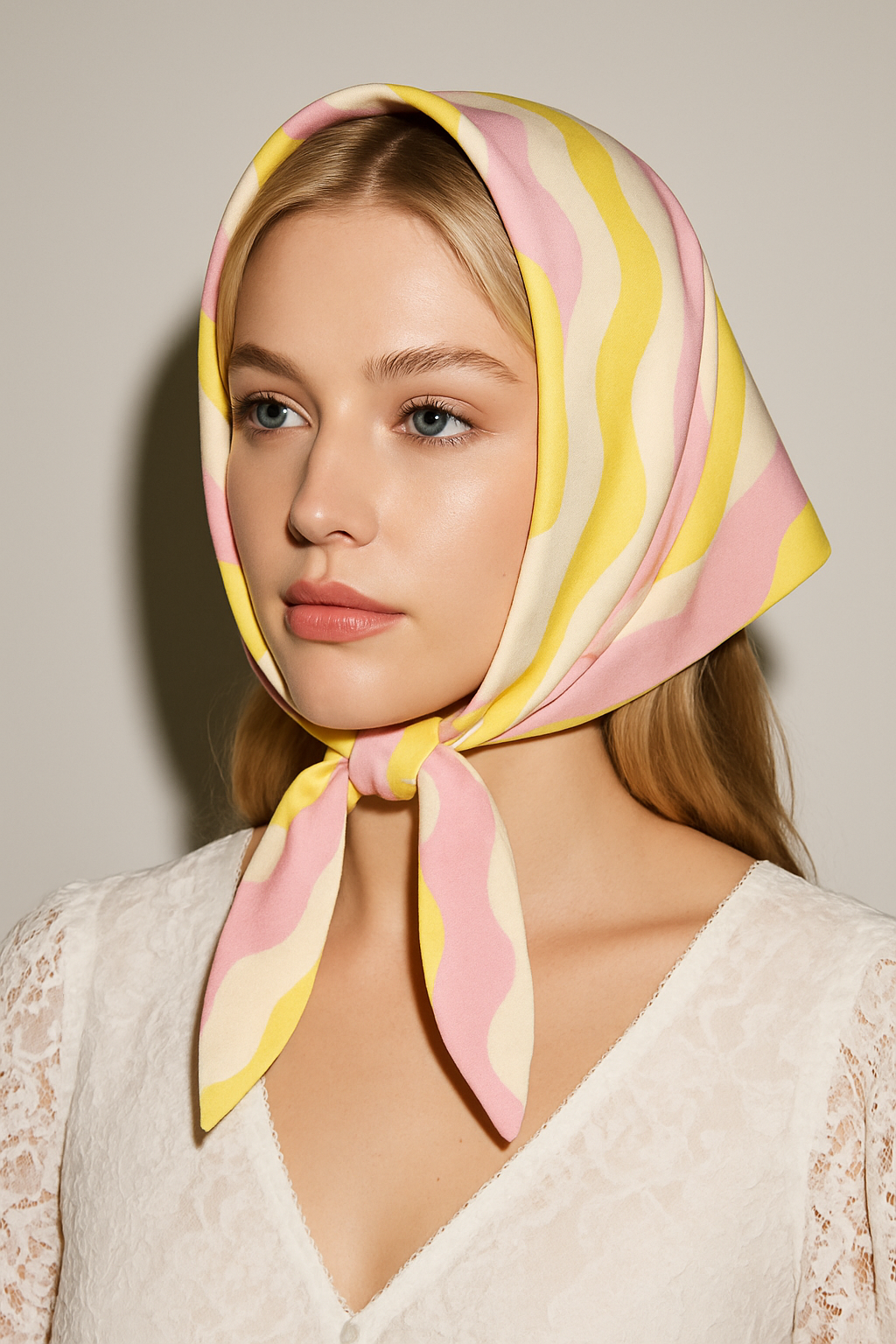 Silk Head Scarf (Pink and Yellow) PRE-ORDER