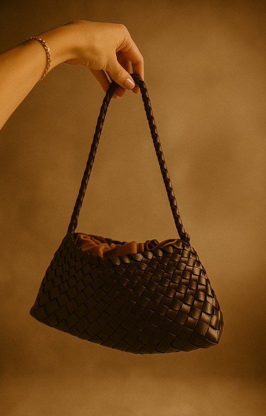 Brown Woven Handbag