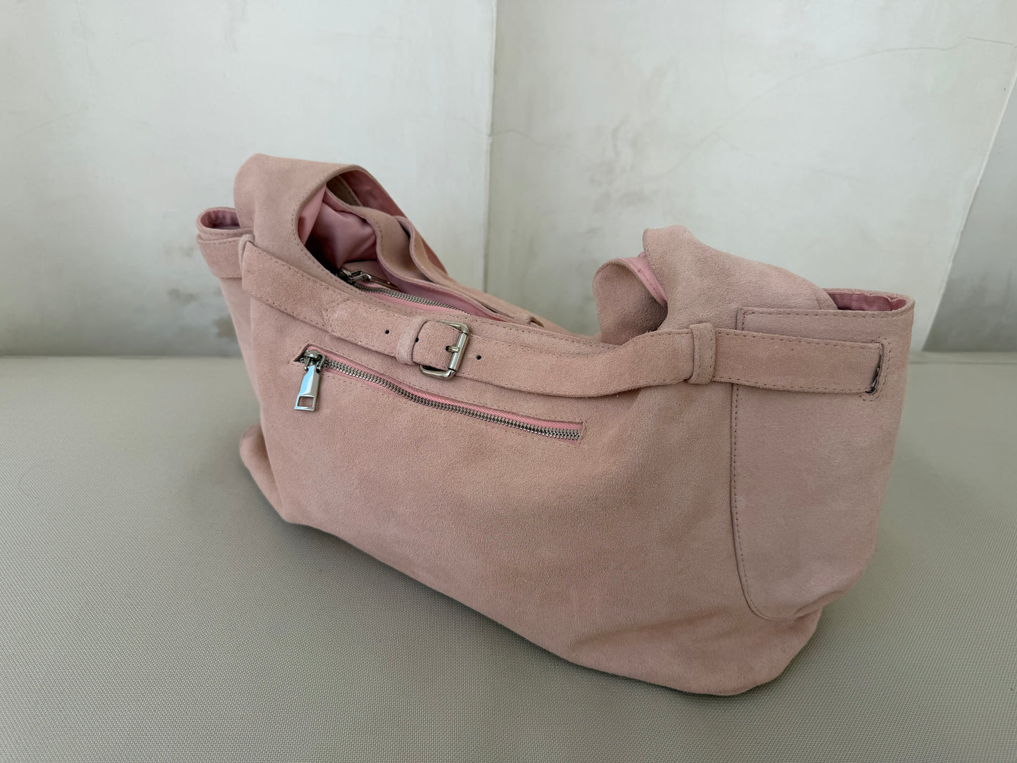 Pink Suede Handbag