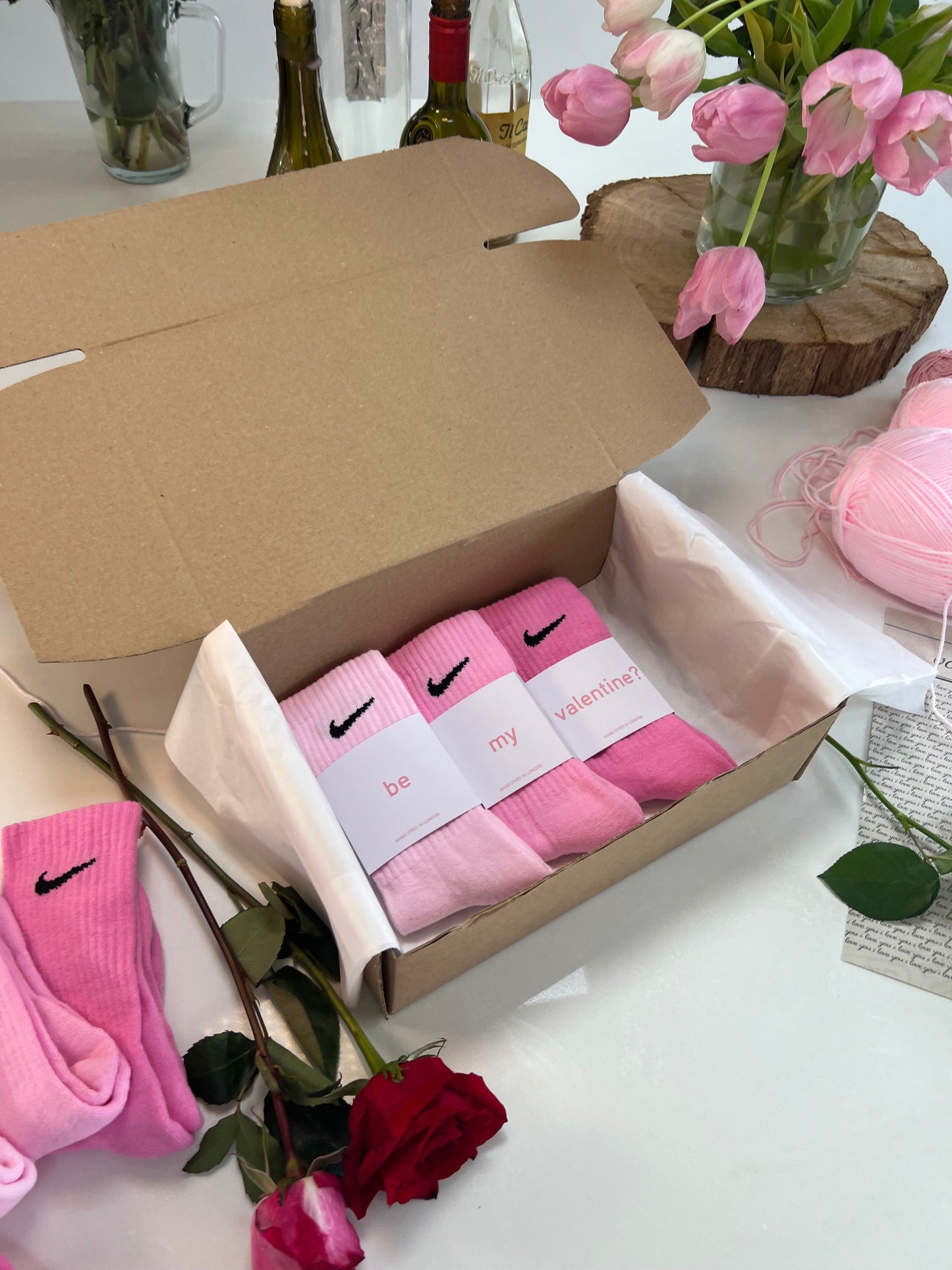 Be my valentine? 3 pairs Nike crew socks 3 baby pink