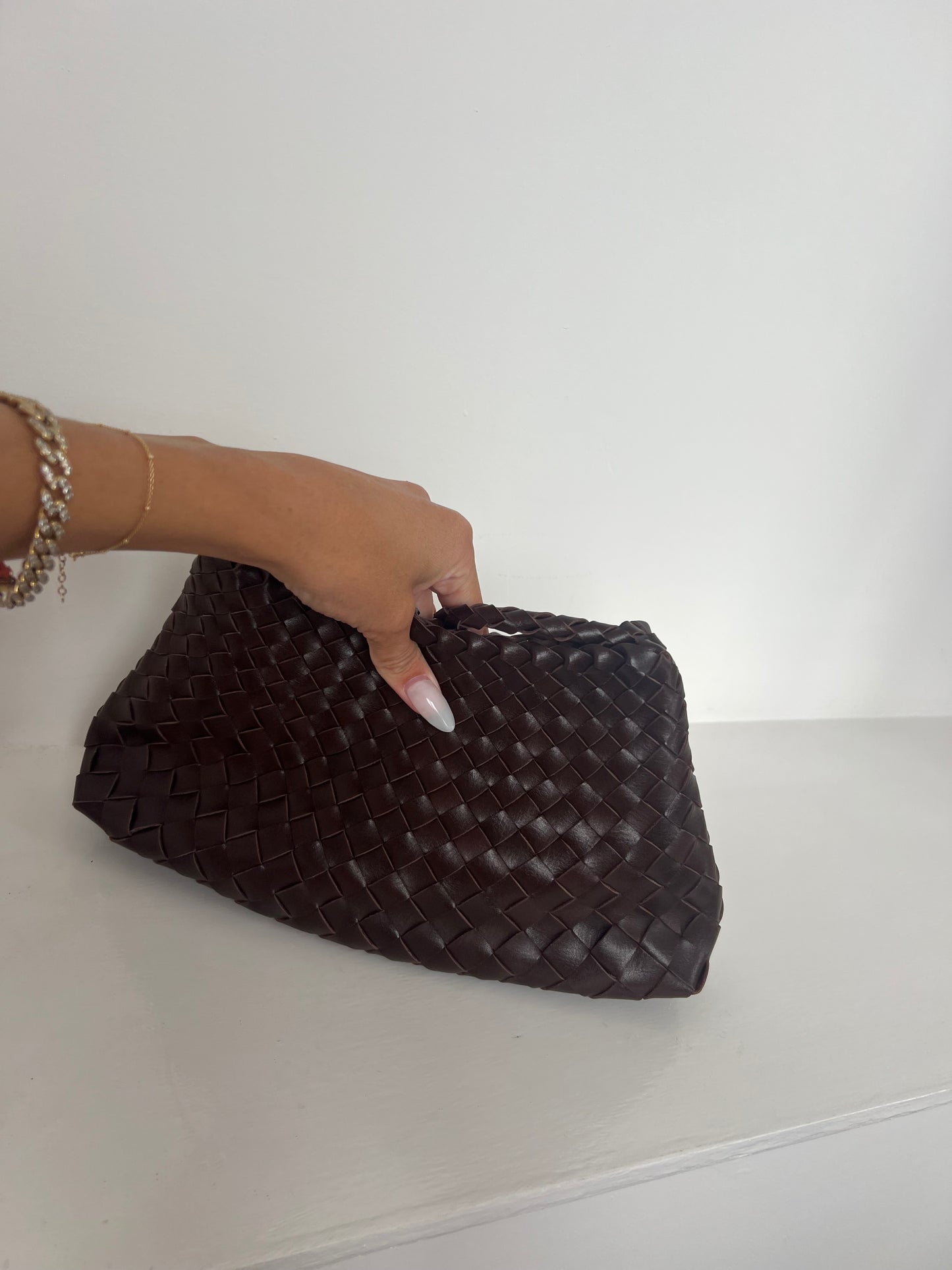 Brown Woven Handbag