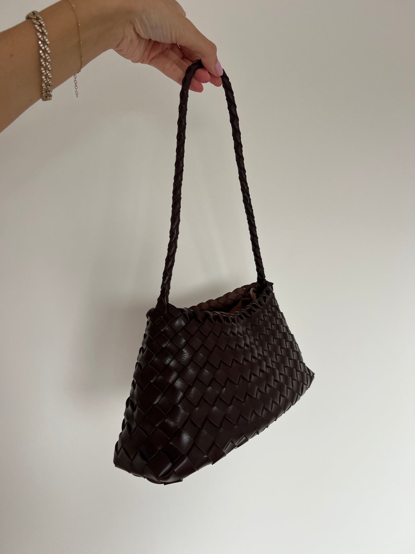 Brown Woven Handbag