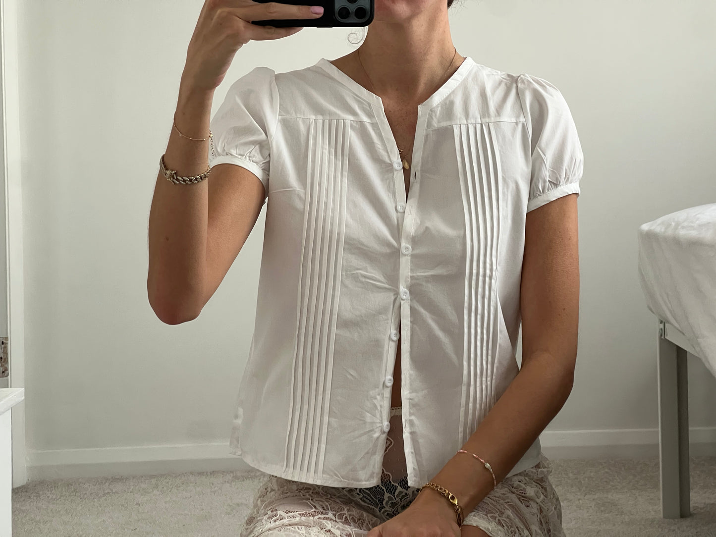White Pleated Shirt