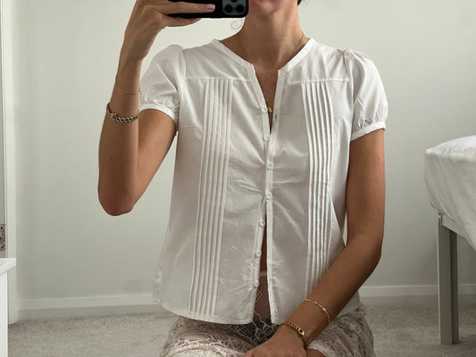 White Pleated Shirt
