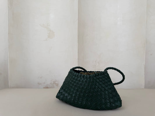Dark Green Woven Handbag
