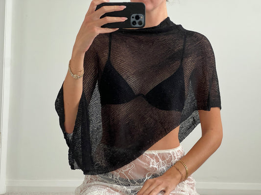 Black Poncho Cape Shawl