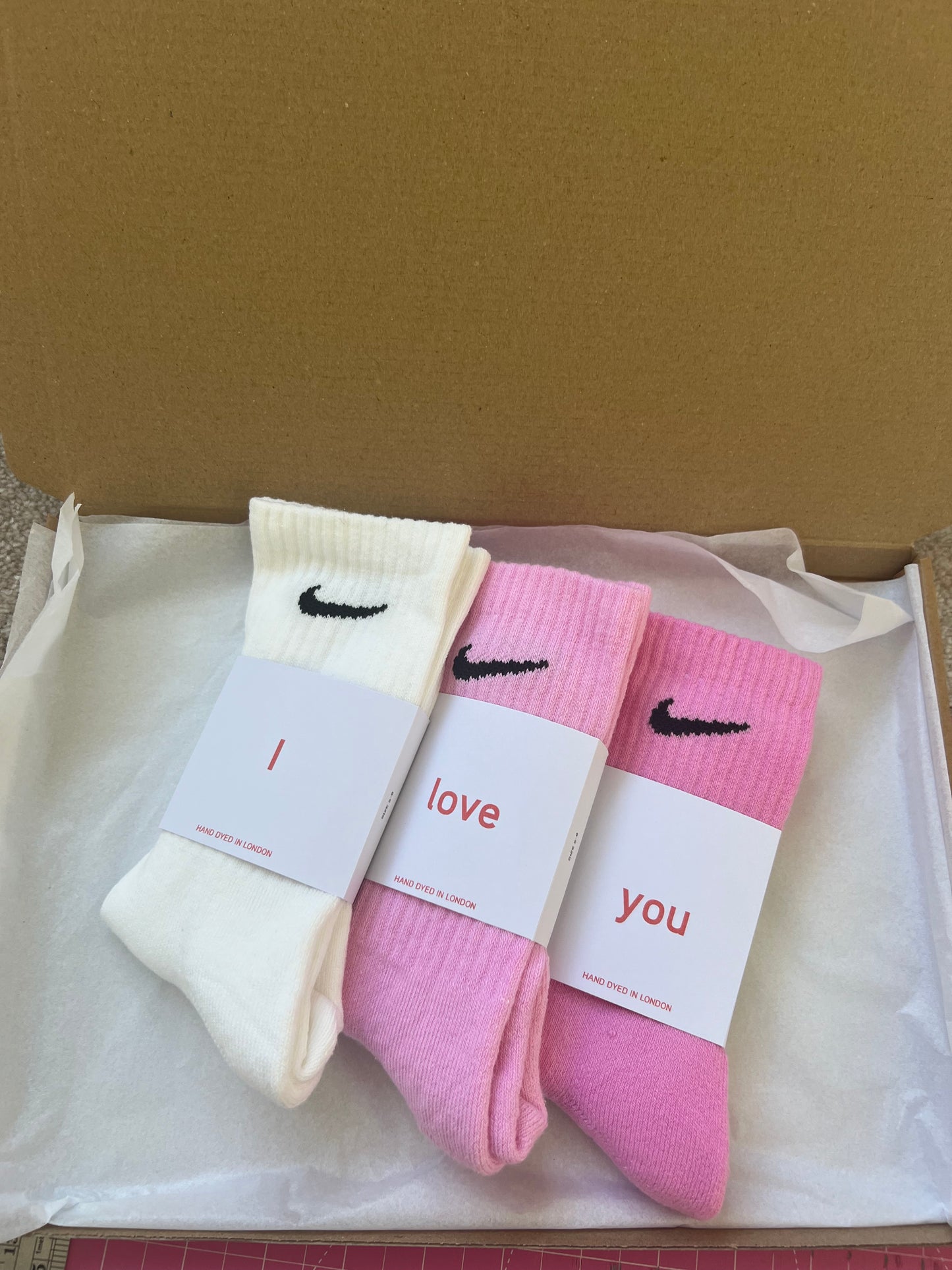 Valentine’s Day gift set. 3 pairs Nike crew socks 3 colours valentines gift set