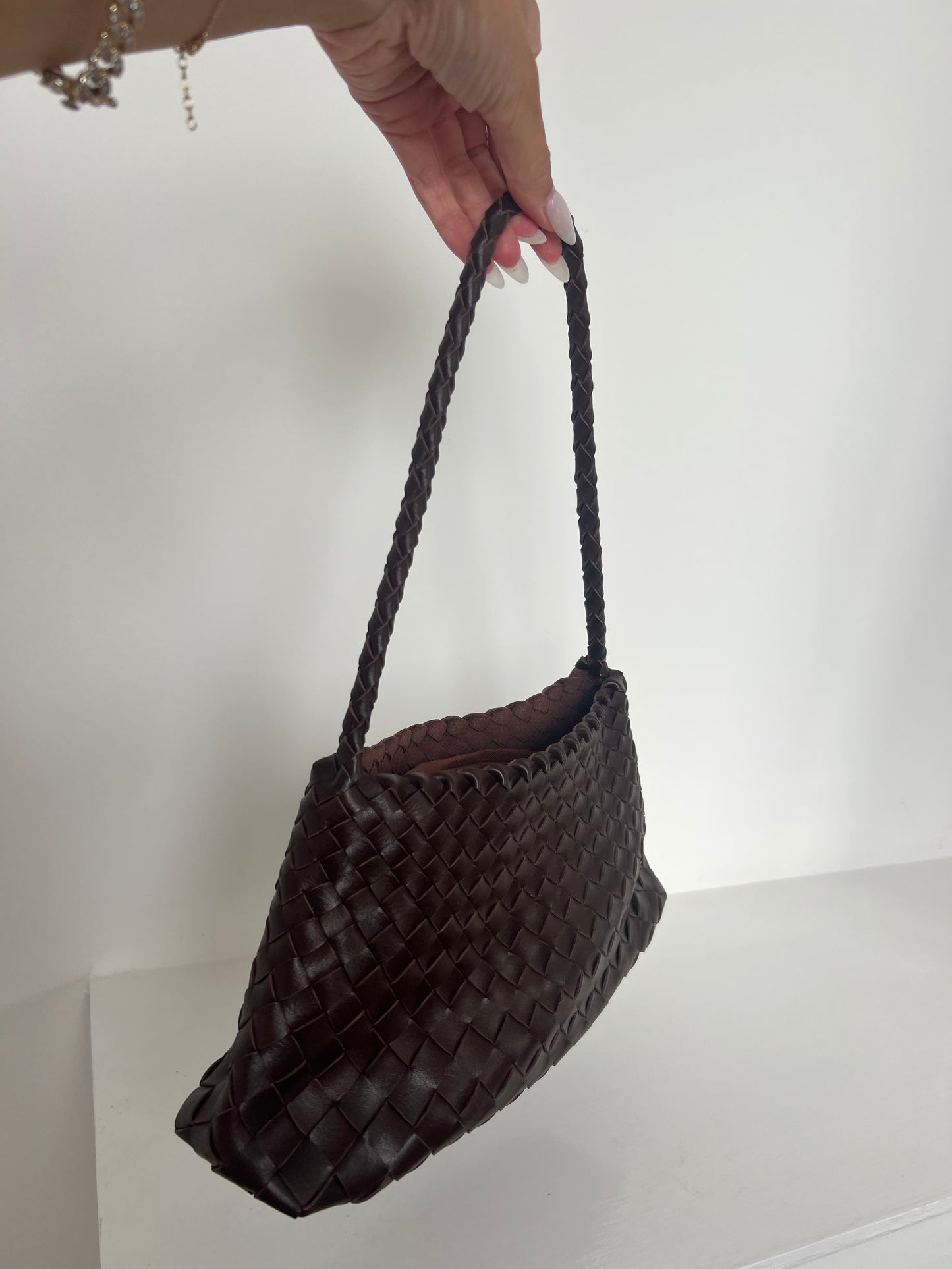 Brown Woven Handbag