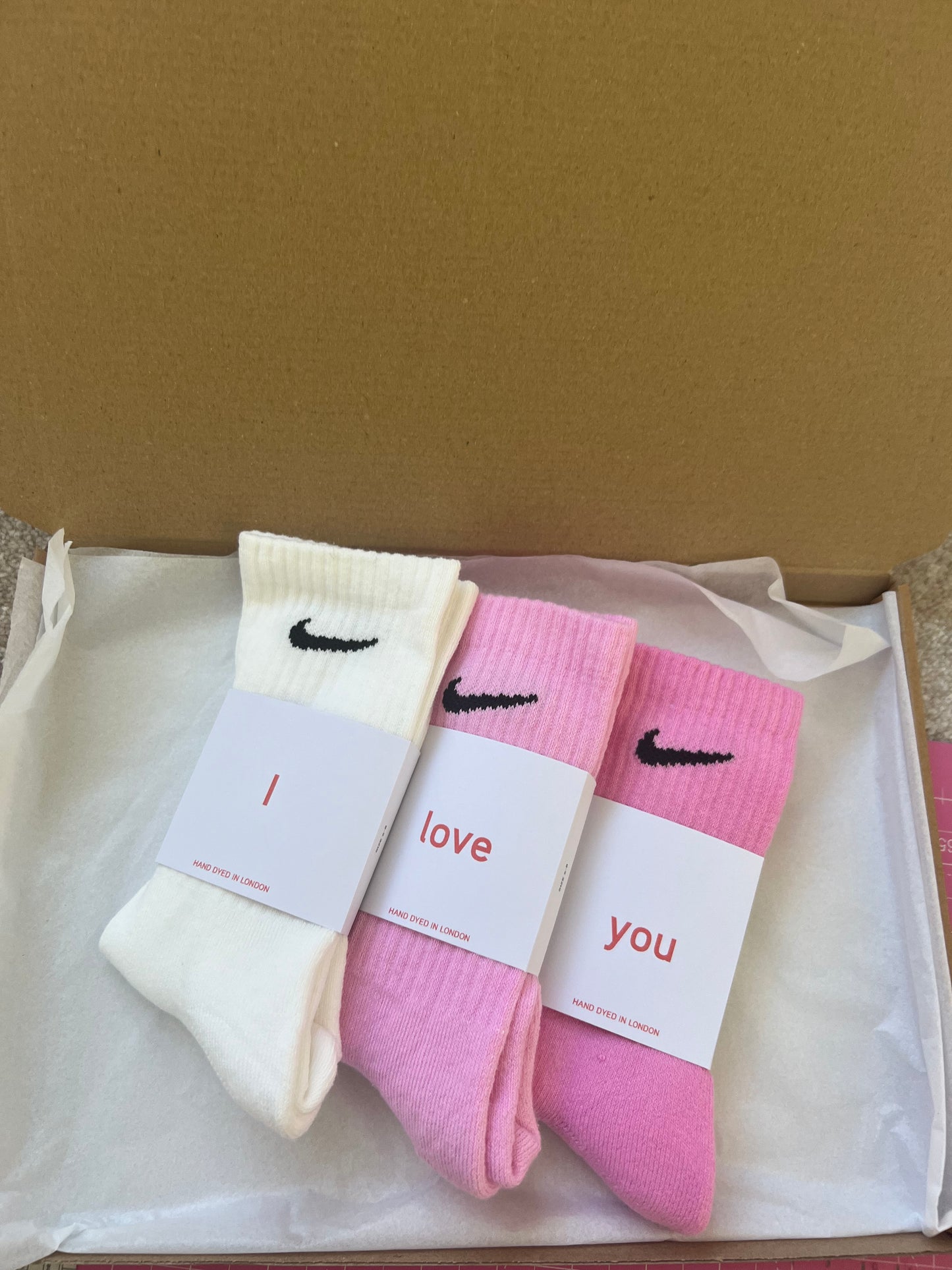 Valentine’s Day gift set. 3 pairs Nike crew socks 3 colours valentines gift set